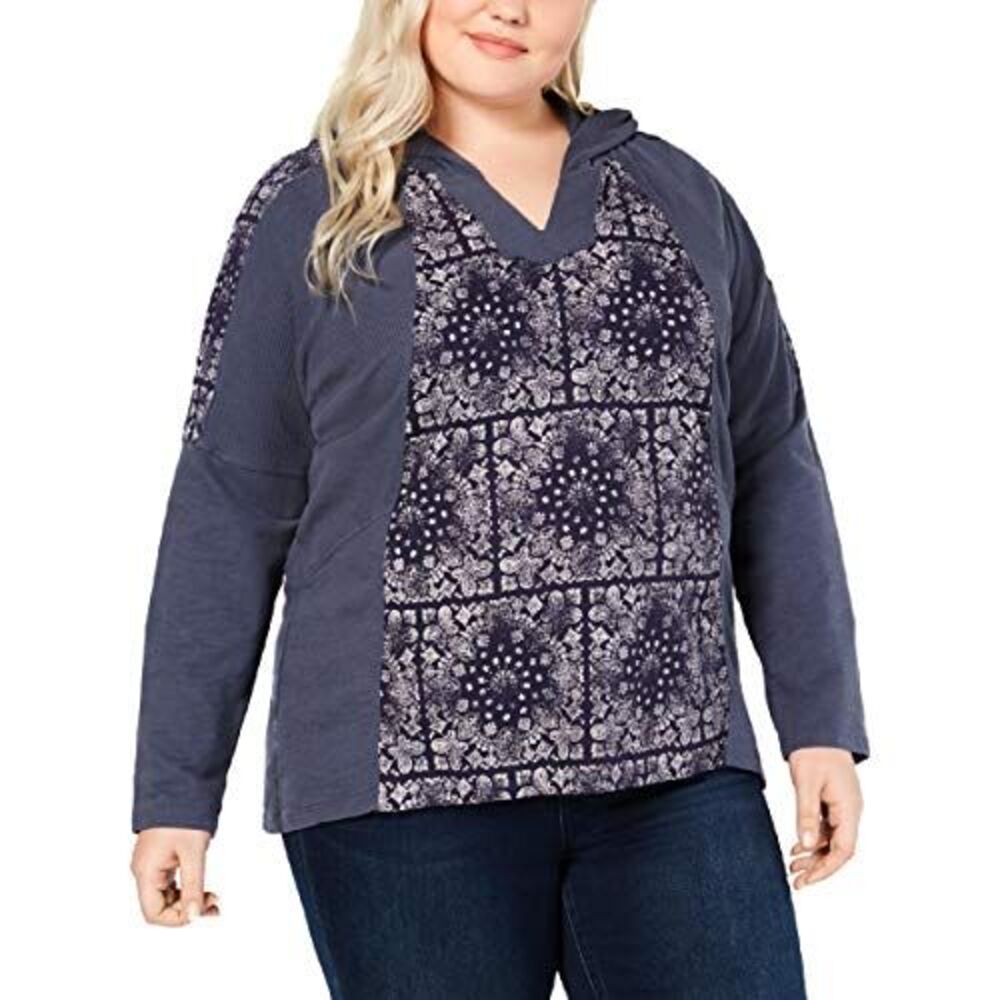 Style & Co Plus Size Cotton Waffle Knit Hoodie Sweatshirt